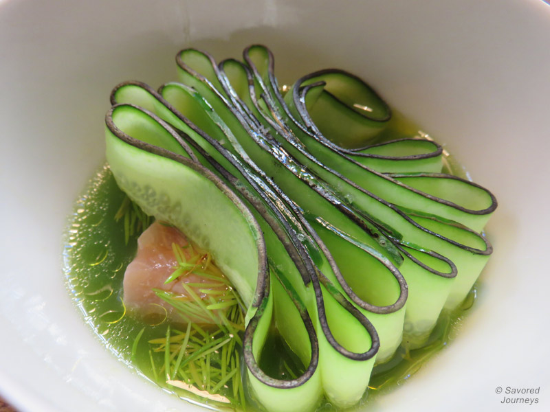 Ceviche of trout with cucumbers